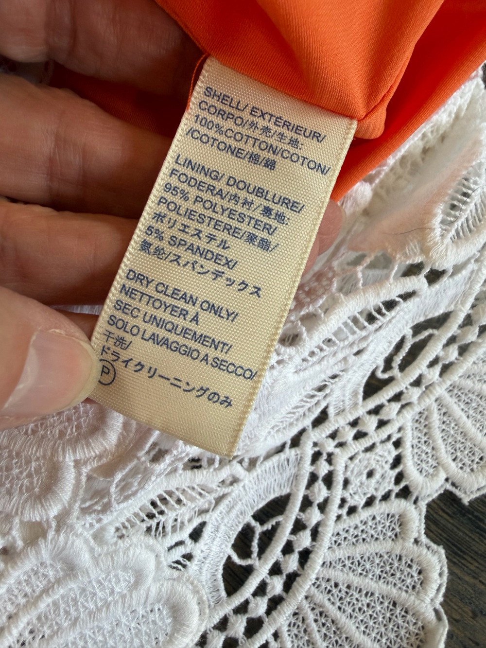 Rebecca Minkoff Orange & White Lace Pencil Skirt Size 4 - Picture 5 of 8